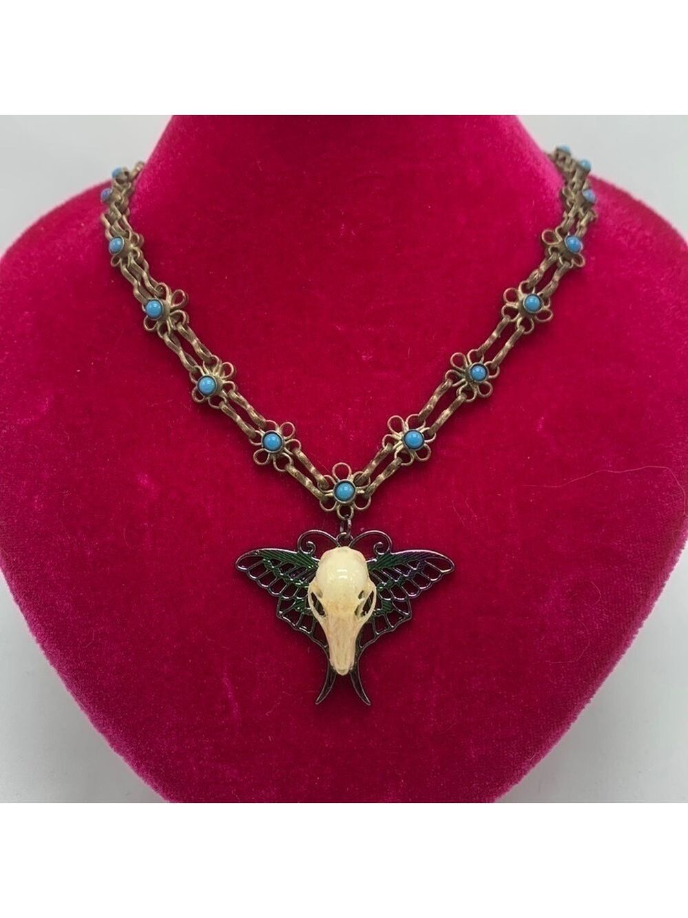 Silver Bat Skull Necklace